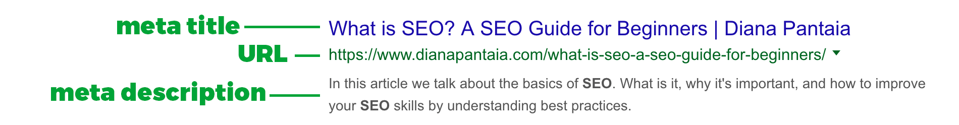 example of meta title and description